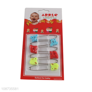 Hot selling 6 pieces baby safety pins infant cloth nappy pins