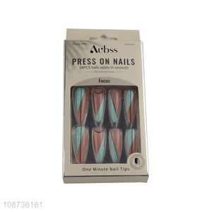 Factory price <em>nail</em> art decoration 24pcs press-on nails <em>fake</em> <em>nail</em> set