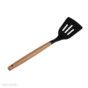 Wholesale wooden handle nylon slotted spatula slotted pancake turner