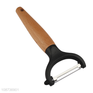 Wholesale wooden handle stainless steel blade vegetable and fruit peeler