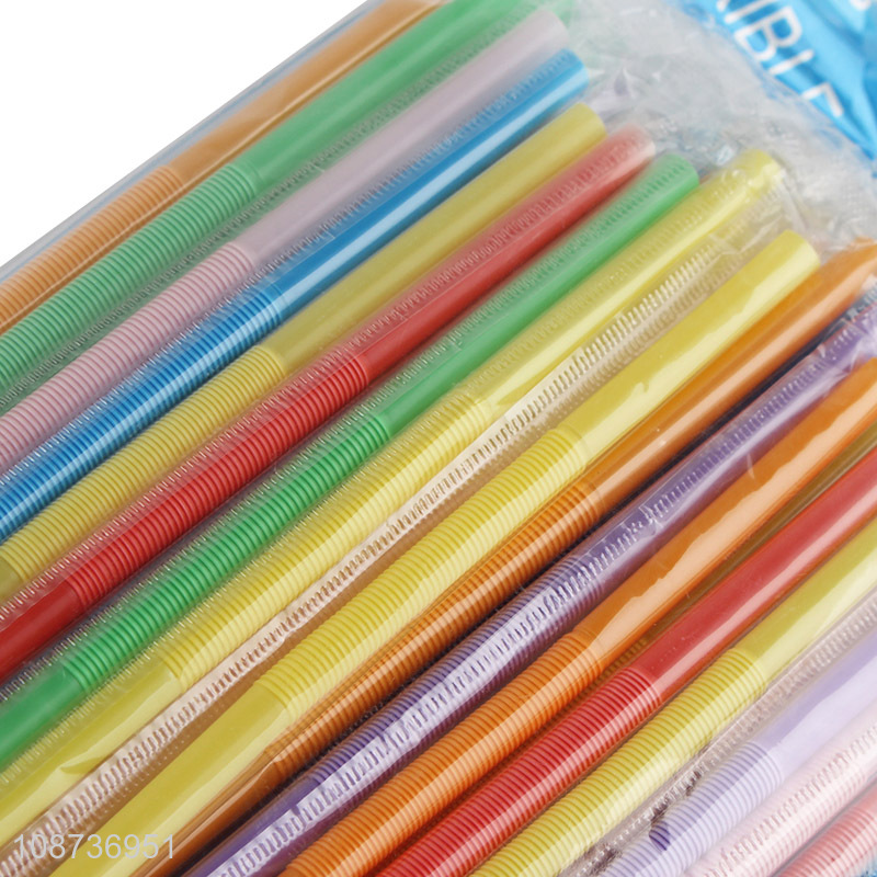 Online wholesale 100pcs disposable straws colorful plastic drinking straws