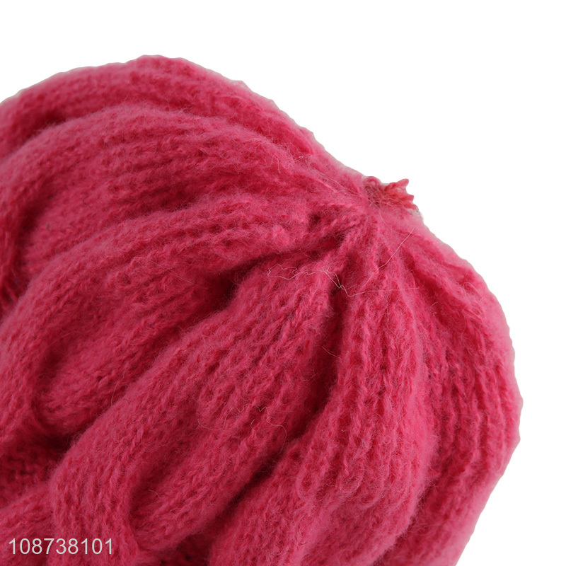 High quality winter knitted cap fleece lined skull cap beanie