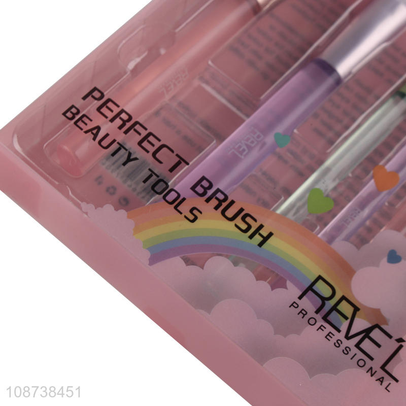 New product 7pcs neon colors plastic handle cosmetic makeup brush set