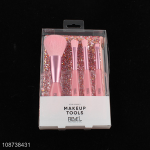 Online wholesale 4pcs makeup brushes set with glitter storage bag