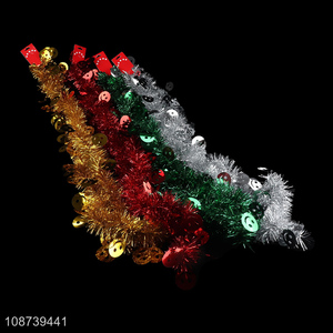 New product Christmas tinsel <em>garland</em> hanging wreaths for home decoration