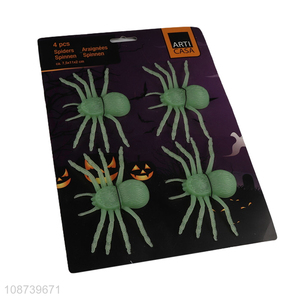 Wholesale realistic glow in the dark fake spiders Halloween trick toys