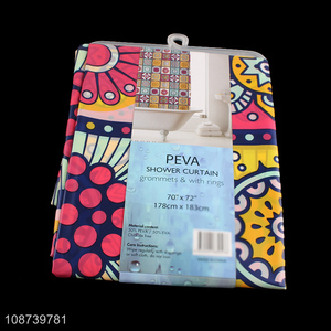 High Quality Waterproof PEVA Shower Curtain with 12 Plastic Hooks for Bathroom