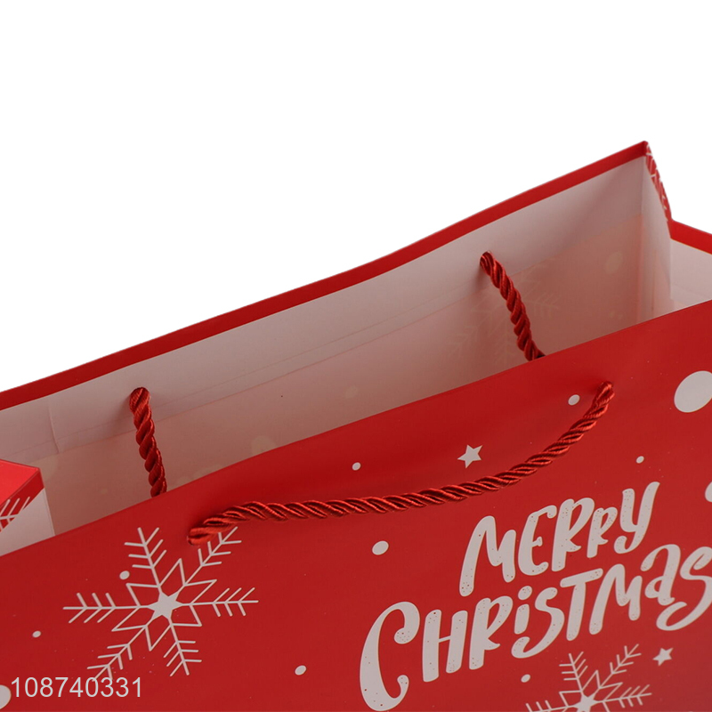 Top selling santa claus pattern paper christmas gifts bag tote bag