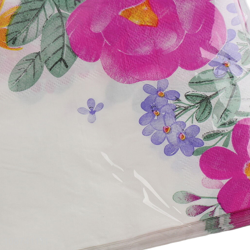 Wholesale 20 sheets 2 layers floral print paper napkins for party dinner