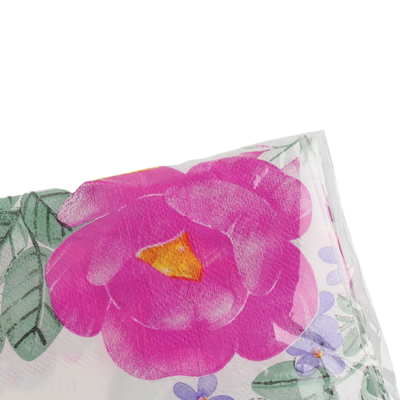 Wholesale 20 sheets 2 layers floral print paper napkins for party dinner