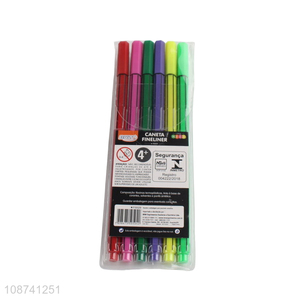 Good quality 6 colors plastic water color pens for journaling drawing