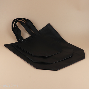 Top quality black lightweight folding shopping bag tote bag wholesale