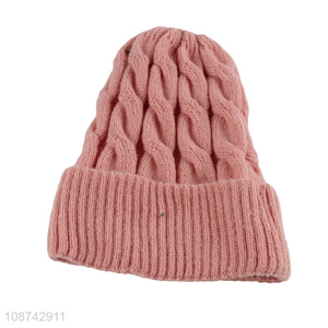Best selling girls winter warm knitted hat beanies hat for outdoor