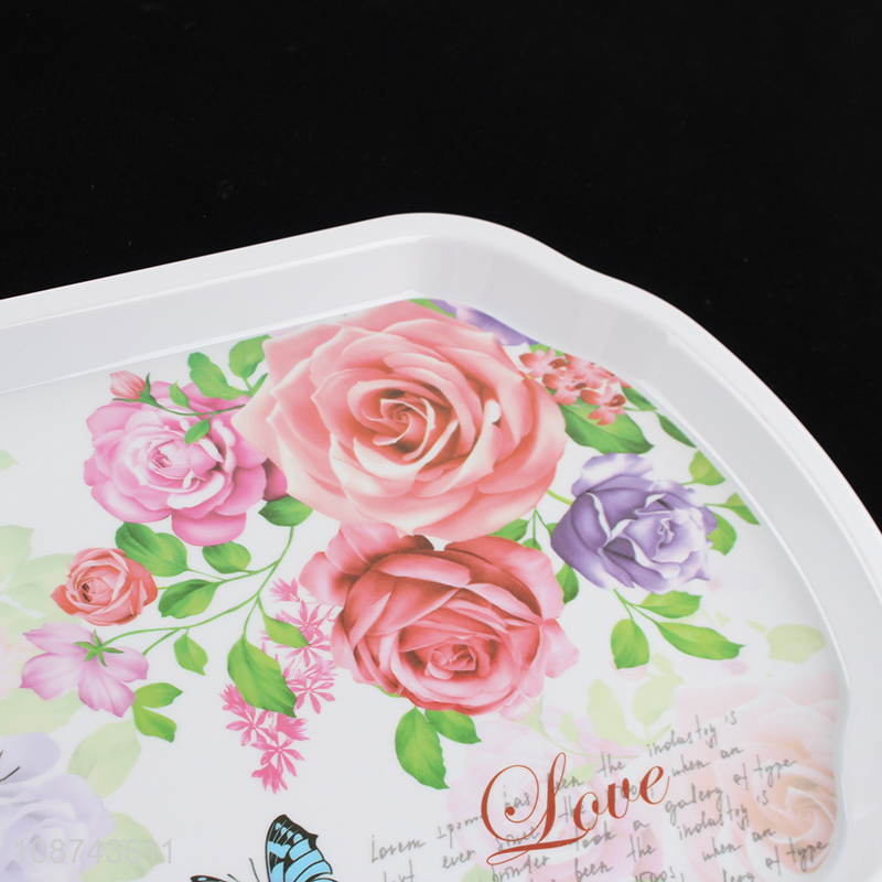 Wholesale floral printed melamine serving tray melamine serving platter