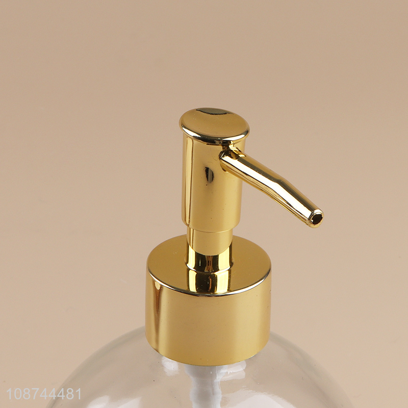 Factory price clear round glass liquid soap dispenser bottle for bathroom accessories