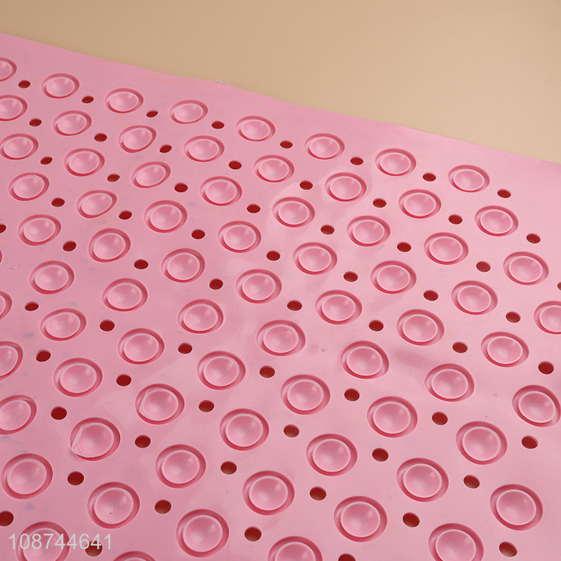 Good quality rectangle pink non-slip bath mat floor mat for sale