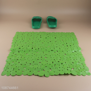 Good selling square green non-slip bath mat floor mat for bathroom accessories