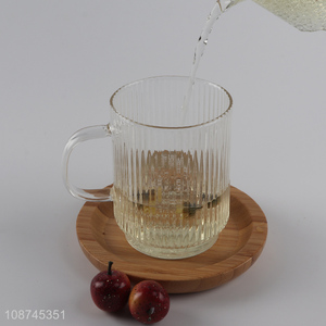 Hot selling ribbed <em>glass</em> tea <em>cup</em> <em>glass</em> water <em>cup</em> for iced coffee