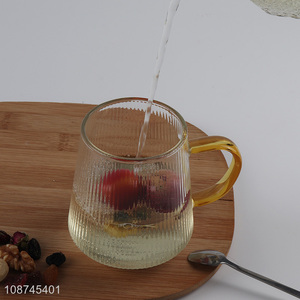 Hot selling ribbed glass <em>mugs</em> glass coffee espresso mug tea cup