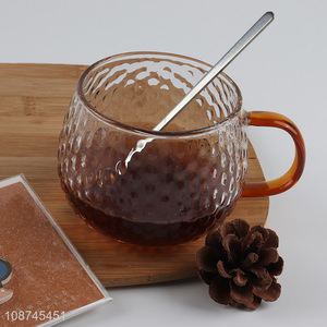 Factory price glass coffee latte espresso mug textured glass tea cup