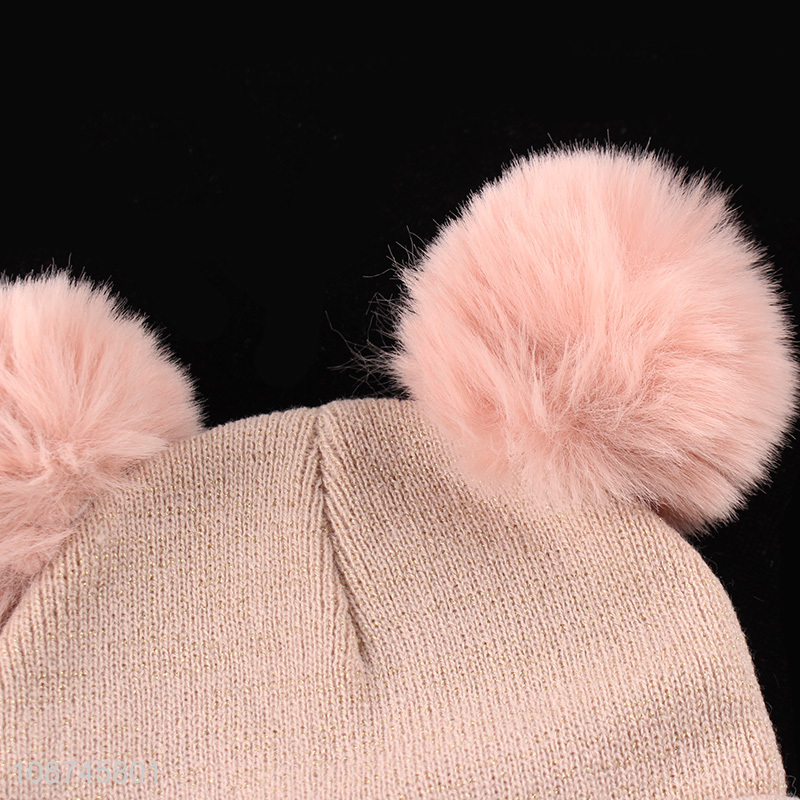 Hot selling winter beanie hat pompom beanie cap for women girls