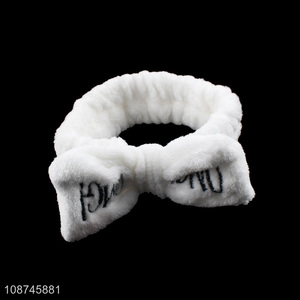 Wholesale elastic plush makeup headband face wash bowknot hairband