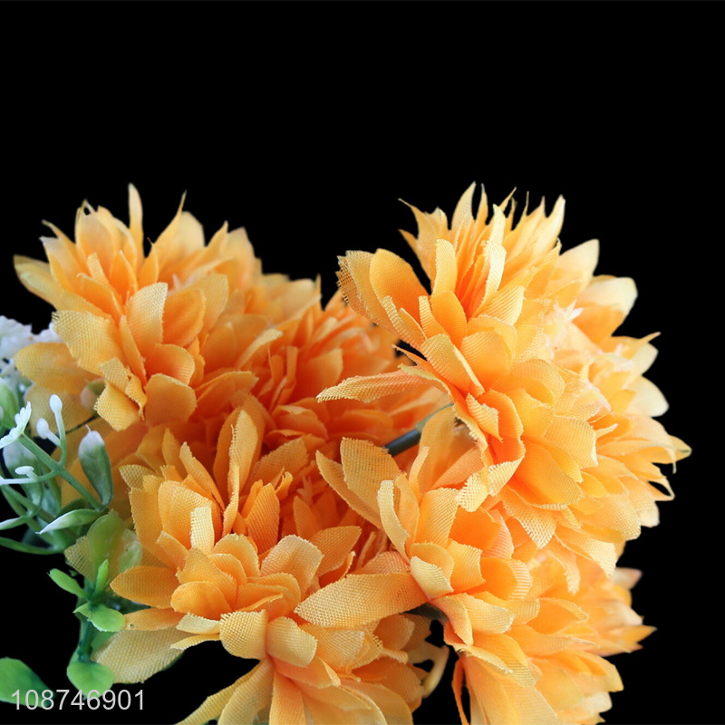 Hot selling 7 head artificial chrysanthemum faux flowers for tabletop decor