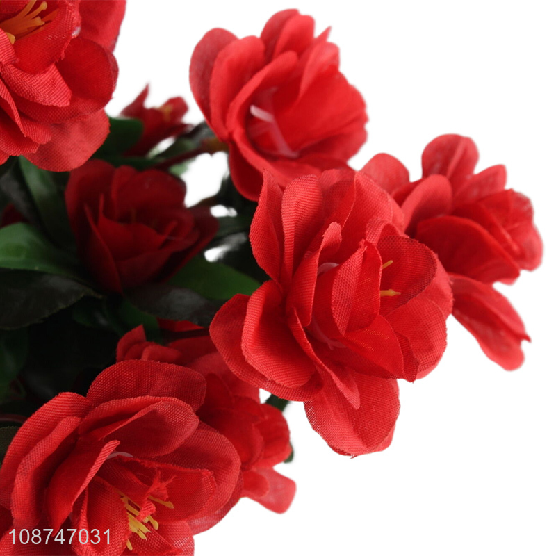 Wholesale 7 branch 21 head artificial azalea flower fake bouquet for decor