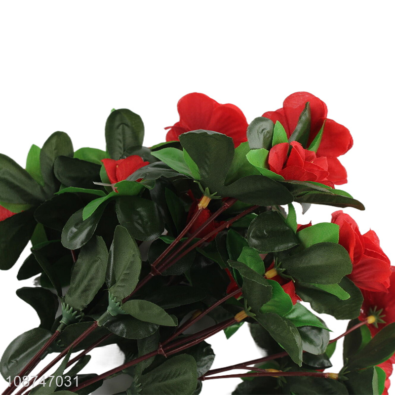 Wholesale 7 branch 21 head artificial azalea flower fake bouquet for decor