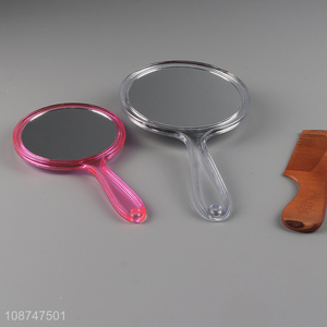 Low price clear hand-held double-sided <em>makeup</em> <em>mirror</em> hand <em>mirror</em>