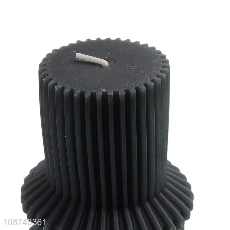 New product decorative ribbed pillar candle aesthetic scented candle