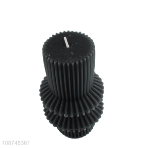 New product decorative ribbed pillar candle aesthetic scented candle
