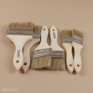 Wholesale 6 pieces wooden handle paint brush set for wall painting