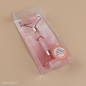 New arrival pink natural jade stone women facial massage roller