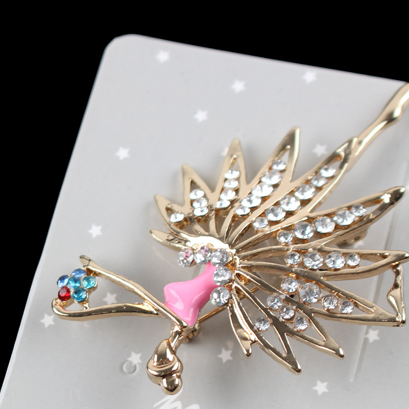 Wholesale fashion rhinestone enamel ballet dancing girl brooch pin