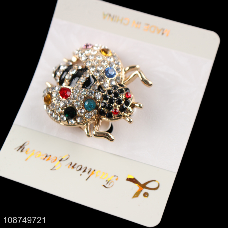 High quality ladybug brooch pin colorful rhinestone insect brooch