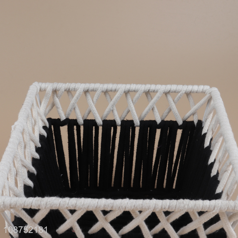 High quality natural woven storage basket cotton rope basket for desktop