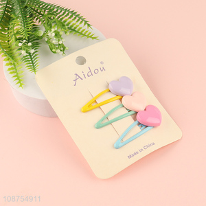 China imports cute candy colored heart shape snap hair clips for girls