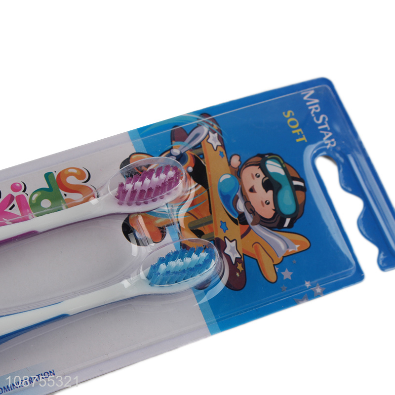 Factory supply 2pcs children soft cartoon toothbrush set