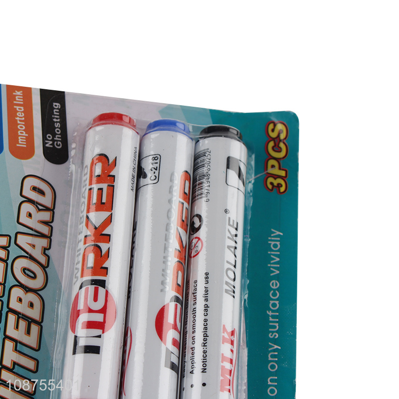 Low price 3pcs easy erasing whiteboard marker set