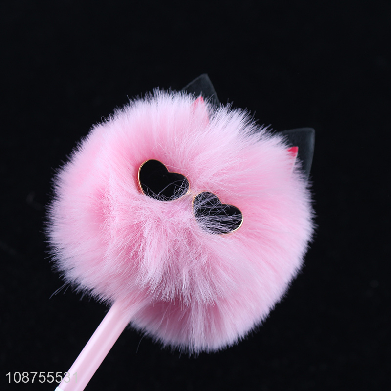 Yiwu market plush ball cartoon students ballpoint for stationery