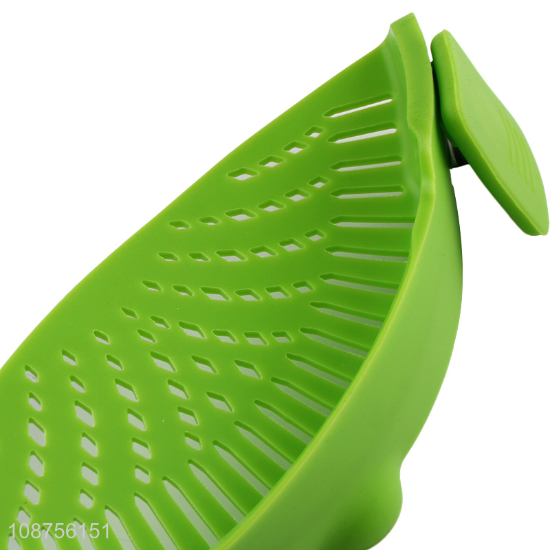High quality clip on heat resistant silicone pot colander food strainer