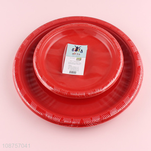 Factory price round red plastic tableware <em>plate</em> for home restaurant