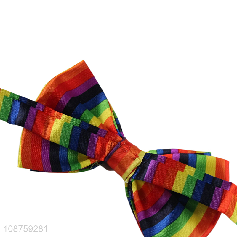 Hot selling pre-tied bow tie adjustable bowties rainbow bow tie