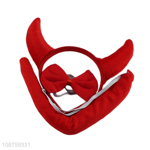 Wholesale Halloween devil horn cosplay costume set headband <em>bow</em> <em>tie</em> tail set