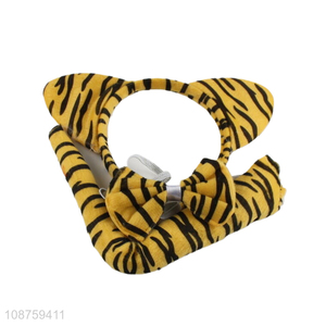 Online wholesale Halloween tiger cosplay headband tail bow tie set costume set
