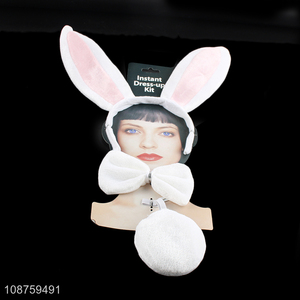Wholesale Halloween bunny cosplay costume set with rabbit ear headband, tail and <em>bow</em> <em>tie</em>