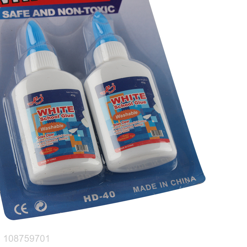 Top selling non-toxic 2pcs white liquid glue for school office