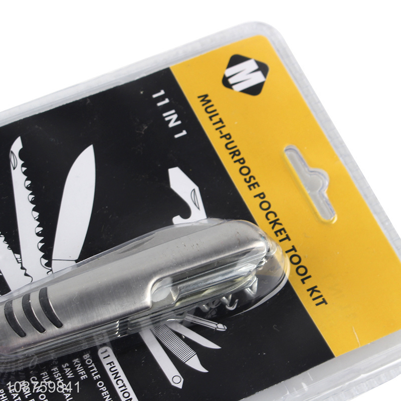 Factory price steel 11in1 multi-purpose pocket knife tool