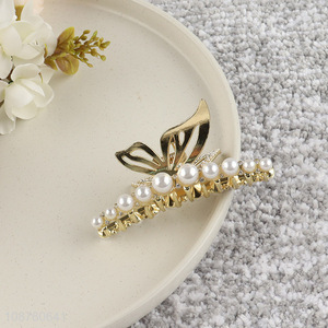 Good quality stylish pearl bowknot hair claw clips hair accessories